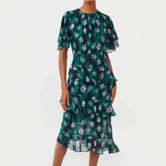 Asymmetrical Green and Purple Women's Dress - Picture 1 of 9